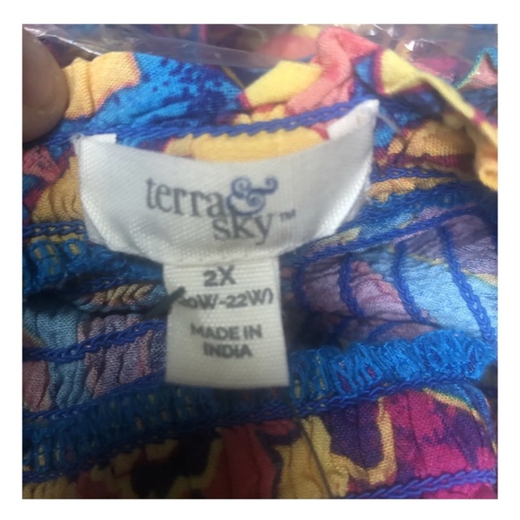 Terra and Sky Women’s Plus Size Blue Blitz Smocked Sun Dress NWT 2X - Picture 9 of 9